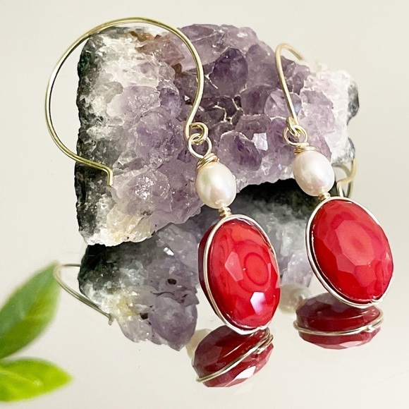 🎁Handmade ♥️wrapping cristals earrings - Picture 2 of 5